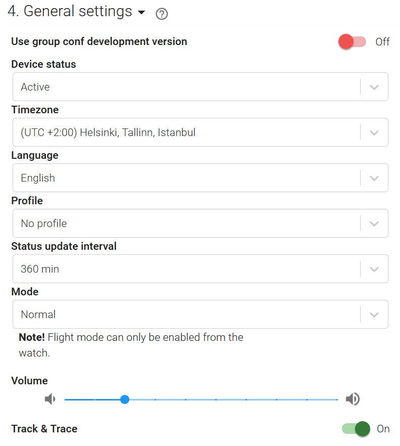 General settings